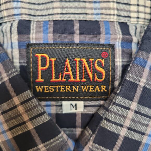 Vintage Y2K Rockabilly Western Shirt Men Medium Relax Fit Pearl Snap Plaid Check - Picture 10 of 11